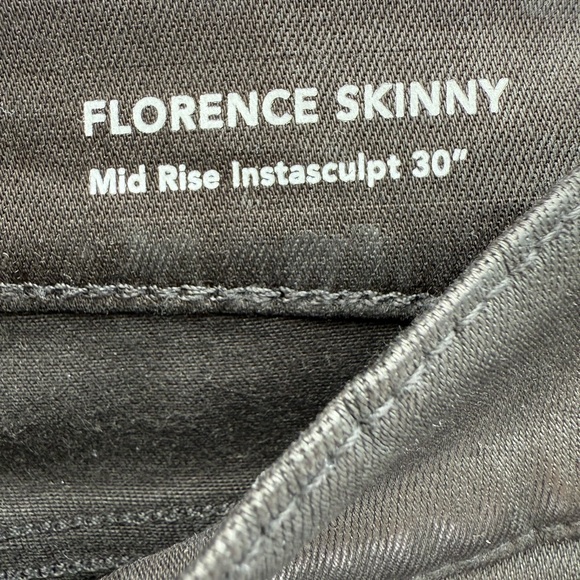 DL 1961 Florence Skinny Mid Rise Instasculpt Black Coated Stripe Size 27 - Picture 6 of 16